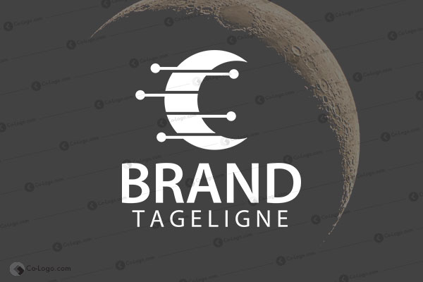 Ready-made logo : Connect Moon logo for sale