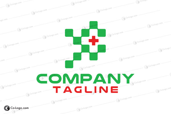Ready-made logo : Digital Medical Cross logo for sale