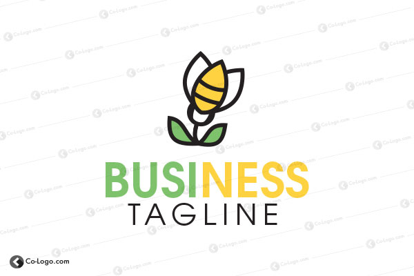 Ready-Made logo for sale: Flower Bee