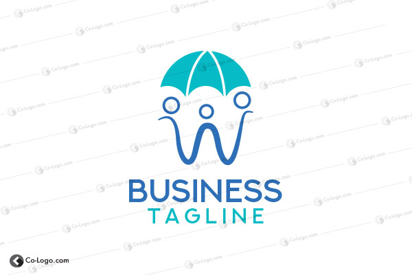  Ready-made logo : family under umbrella