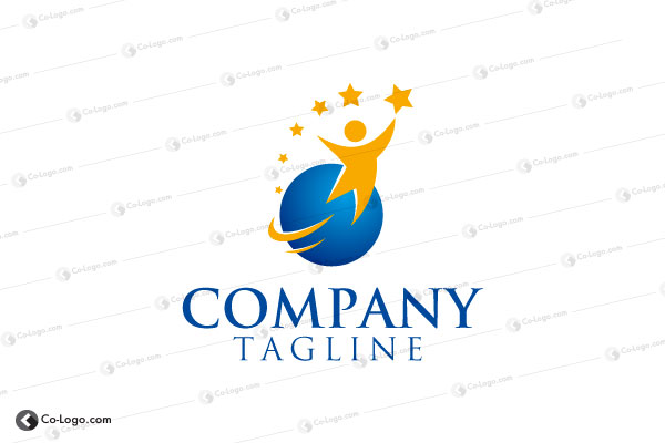 Ready-made logo : success human stars logo for sale